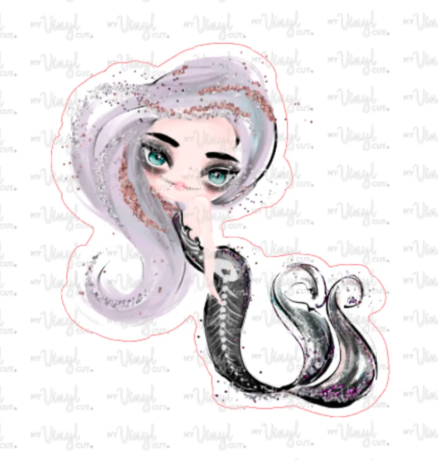 Sticker 19B Halloween Mermaid Purple Hair