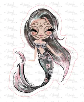 Sticker 19F Halloween Mermaid Brown Skin with Tattoos