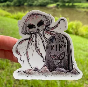 Sticker 19M Halloween Jellyfish with Tombstone