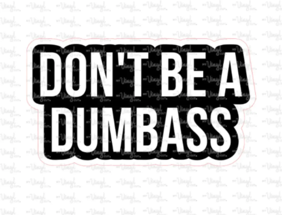 Sticker | 1H | Don't be a Dumbass | Waterproof Vinyl Sticker | White | Clear | Permanent | Removable | Window Cling | Glitter | Holographic