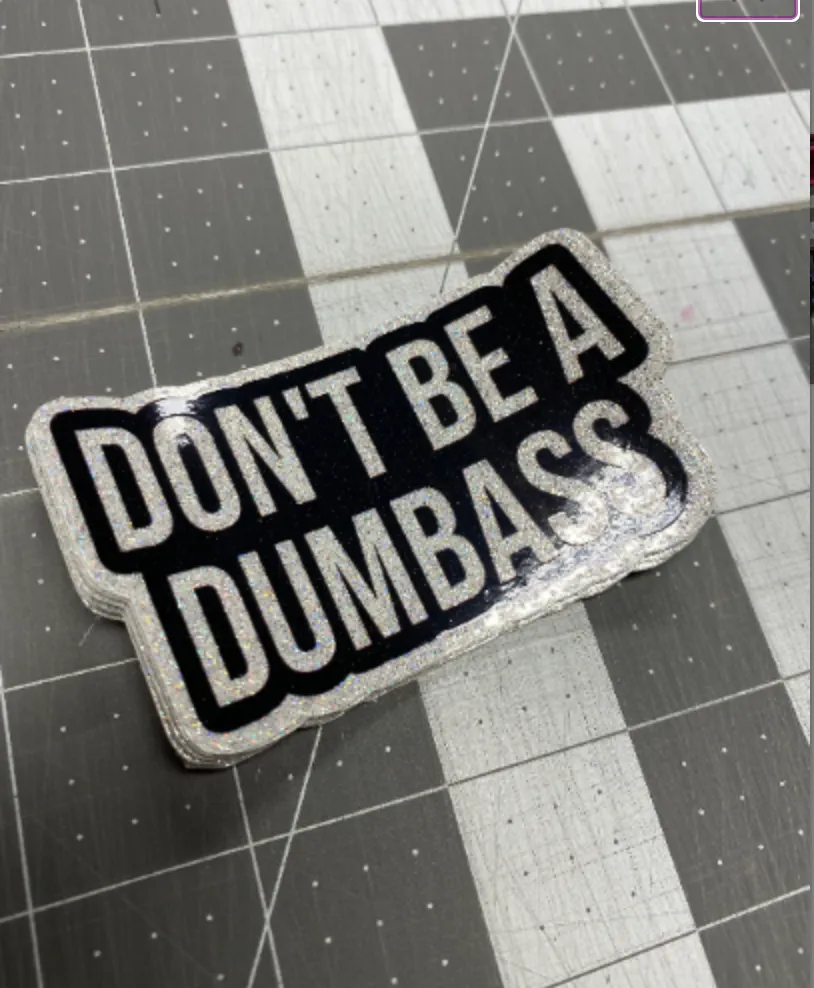 Sticker | 1H | Don't be a Dumbass | Waterproof Vinyl Sticker | White | Clear | Permanent | Removable | Window Cling | Glitter | Holographic