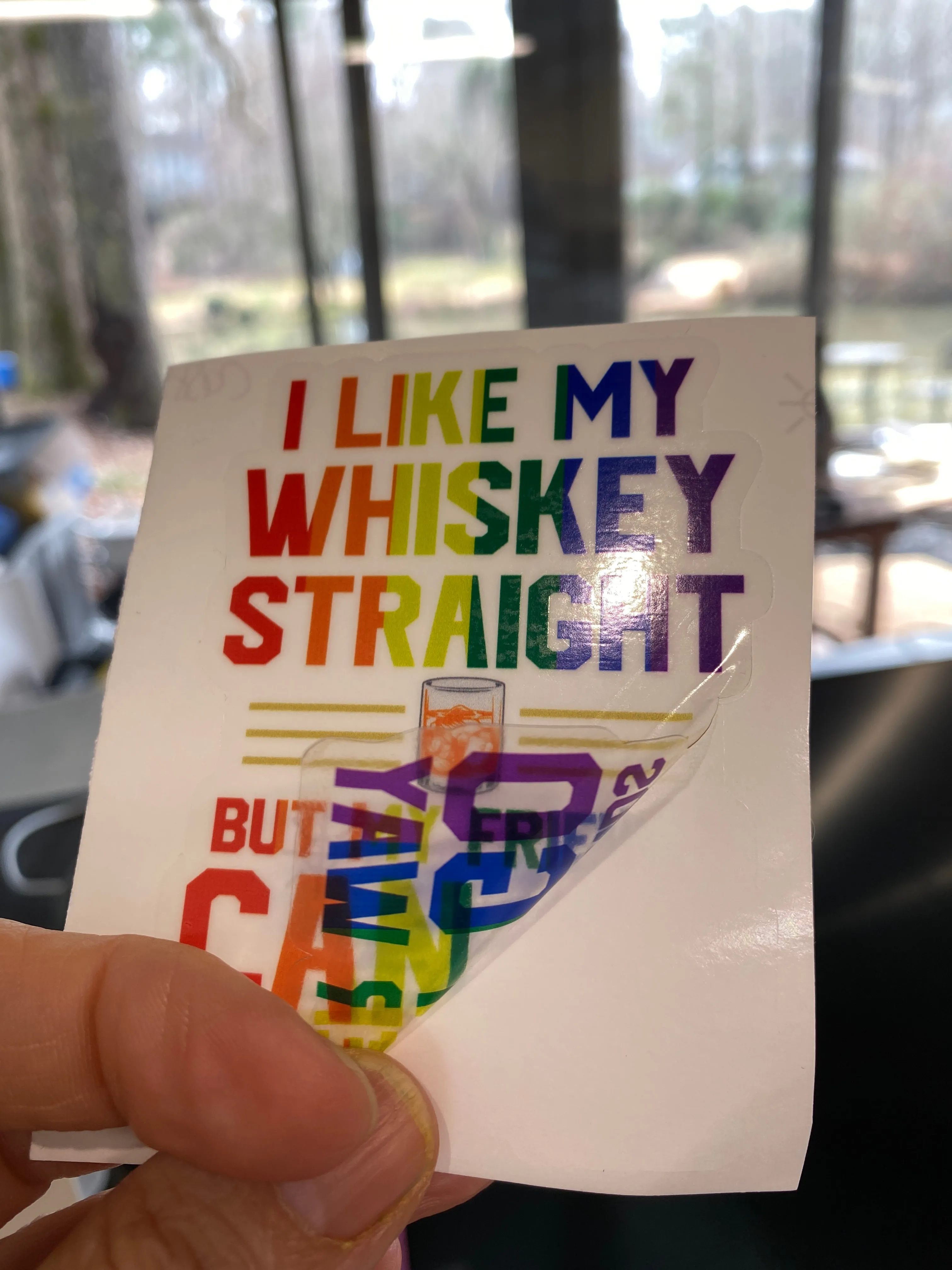 Sticker | 1K | I like my Whiskey Straight | Waterproof Vinyl Sticker | White | Clear | Permanent | Removable | Window Cling | Glitter | Holographic