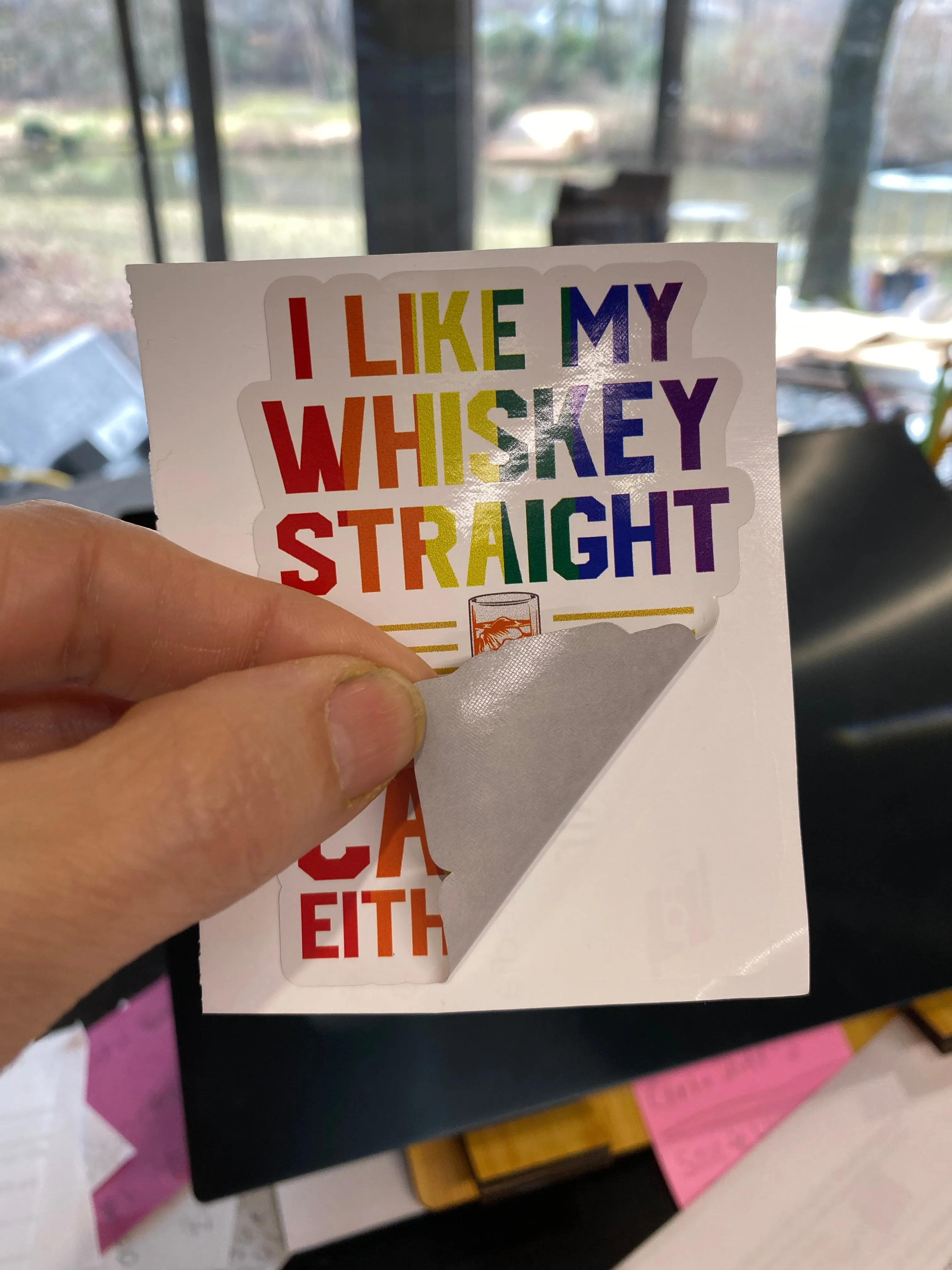 Sticker | 1K | I like my Whiskey Straight | Waterproof Vinyl Sticker | White | Clear | Permanent | Removable | Window Cling | Glitter | Holographic