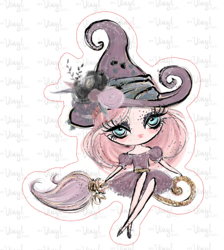 Sticker  | 20B3 Halloween Girl Dark Skin | Waterproof Vinyl Sticker | White | Clear | Permanent | Removable | Window Cling | Glitter | Holographic