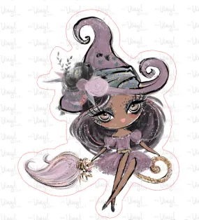 Sticker  | 20B4 Halloween Girl Dark Skin | Waterproof Vinyl Sticker | White | Clear | Permanent | Removable | Window Cling | Glitter | Holographic
