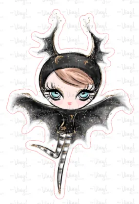Sticker | 20C1 Halloween Girl Brown Hair | Waterproof Vinyl Sticker | White | Clear | Permanent | Removable | Window Cling | Glitter | Holographic