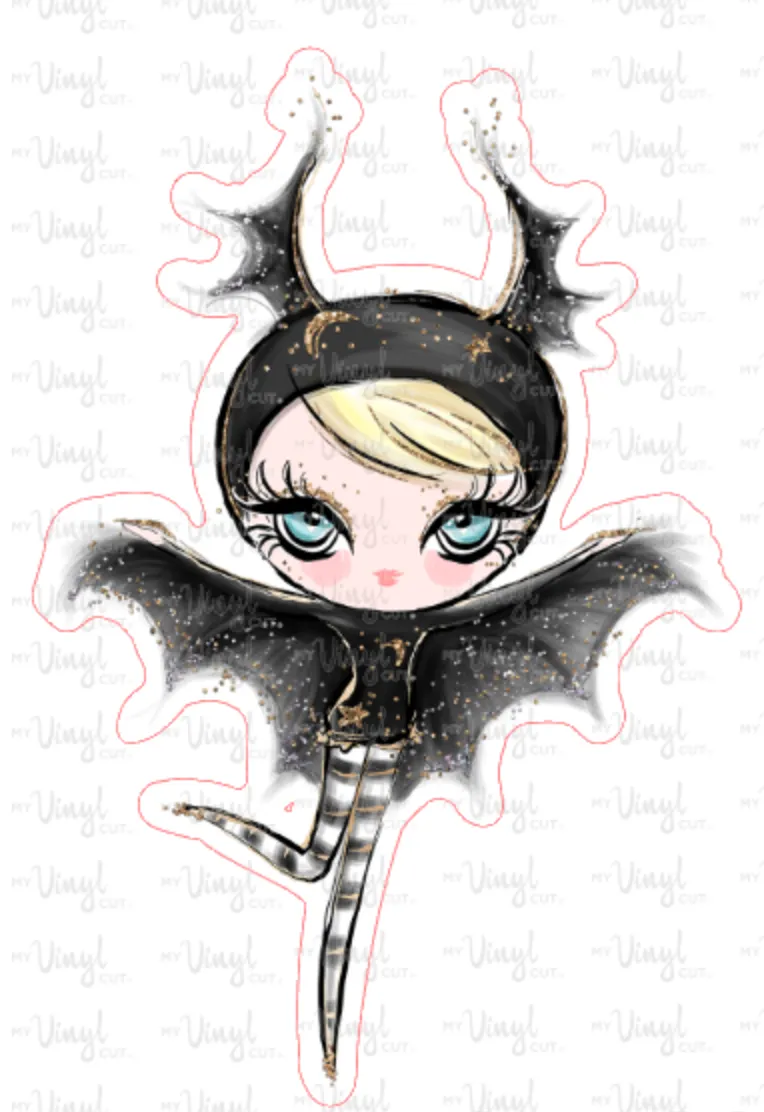 Sticker | 20C2 Halloween Girl Yellow Hair | Waterproof Vinyl Sticker | White | Clear | Permanent | Removable | Window Cling | Glitter | Holographic
