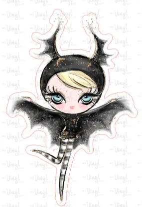 Sticker | 20C2 Halloween Girl Yellow Hair | Waterproof Vinyl Sticker | White | Clear | Permanent | Removable | Window Cling | Glitter | Holographic