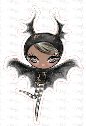 Sticker  | 20C4 Halloween Girl Dark Skin | Waterproof Vinyl Sticker | White | Clear | Permanent | Removable | Window Cling | Glitter | Holographic