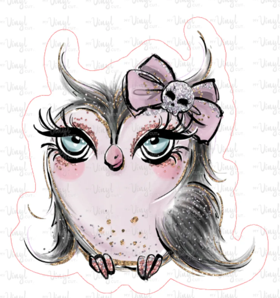 Sticker | 20G Halloween Owl | Waterproof Vinyl Sticker | White | Clear | Permanent | Removable | Window Cling | Glitter | Holographic