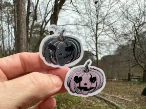 Sticker | 20L Halloween 2 Pumpkins | Waterproof Vinyl Sticker | White | Clear | Permanent | Removable | Window Cling | Glitter | Holographic