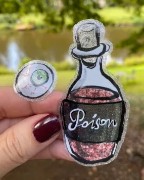 Sticker | 20N Halloween Poison Bottle | Waterproof Vinyl Sticker | White | Clear | Permanent | Removable | Window Cling | Glitter | Holographic