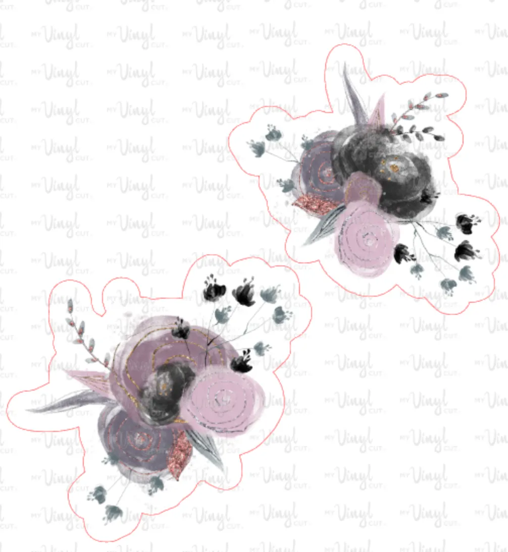 Sticker | 20P Halloween Flower Bunch | Waterproof Vinyl Sticker | White | Clear | Permanent | Removable | Window Cling | Glitter | Holographic