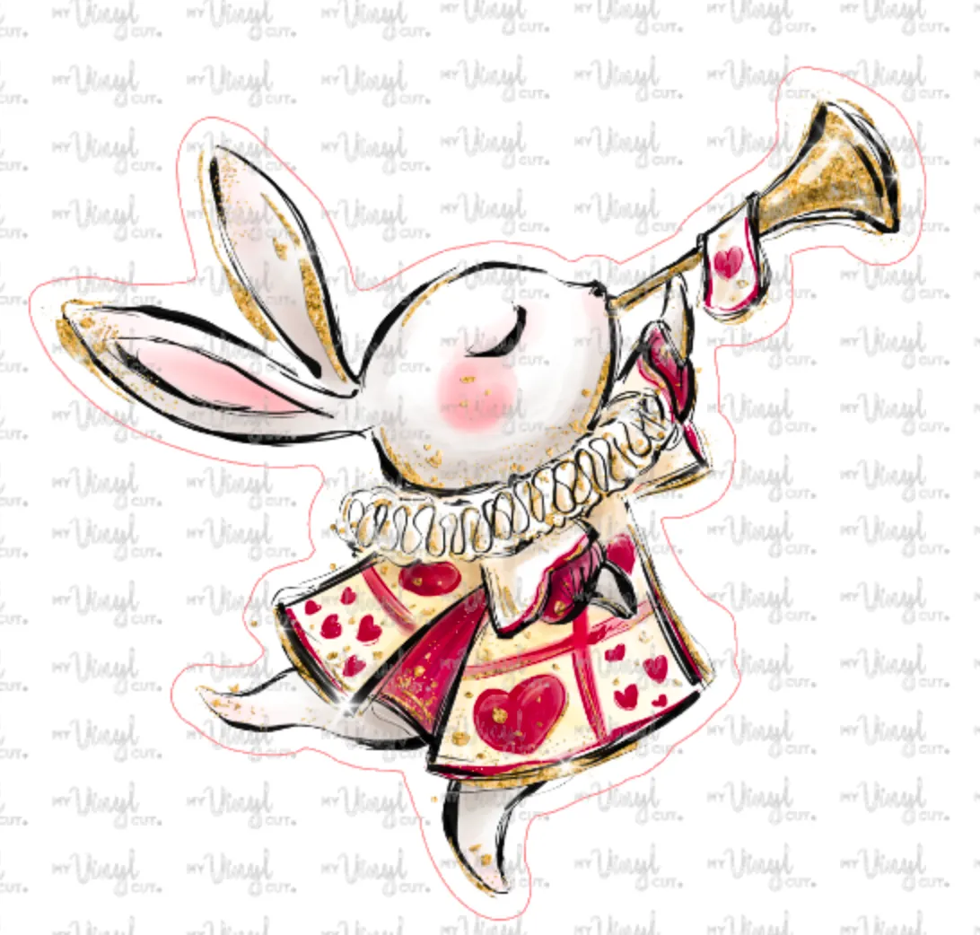 Sticker 21F Alice in Wonderland White Rabbit with Horn