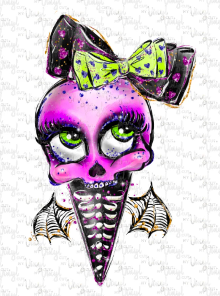 Sticker 23C Pink Skull Ice Cream with Wings