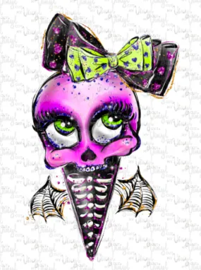 Sticker 23C Pink Skull Ice Cream with Wings