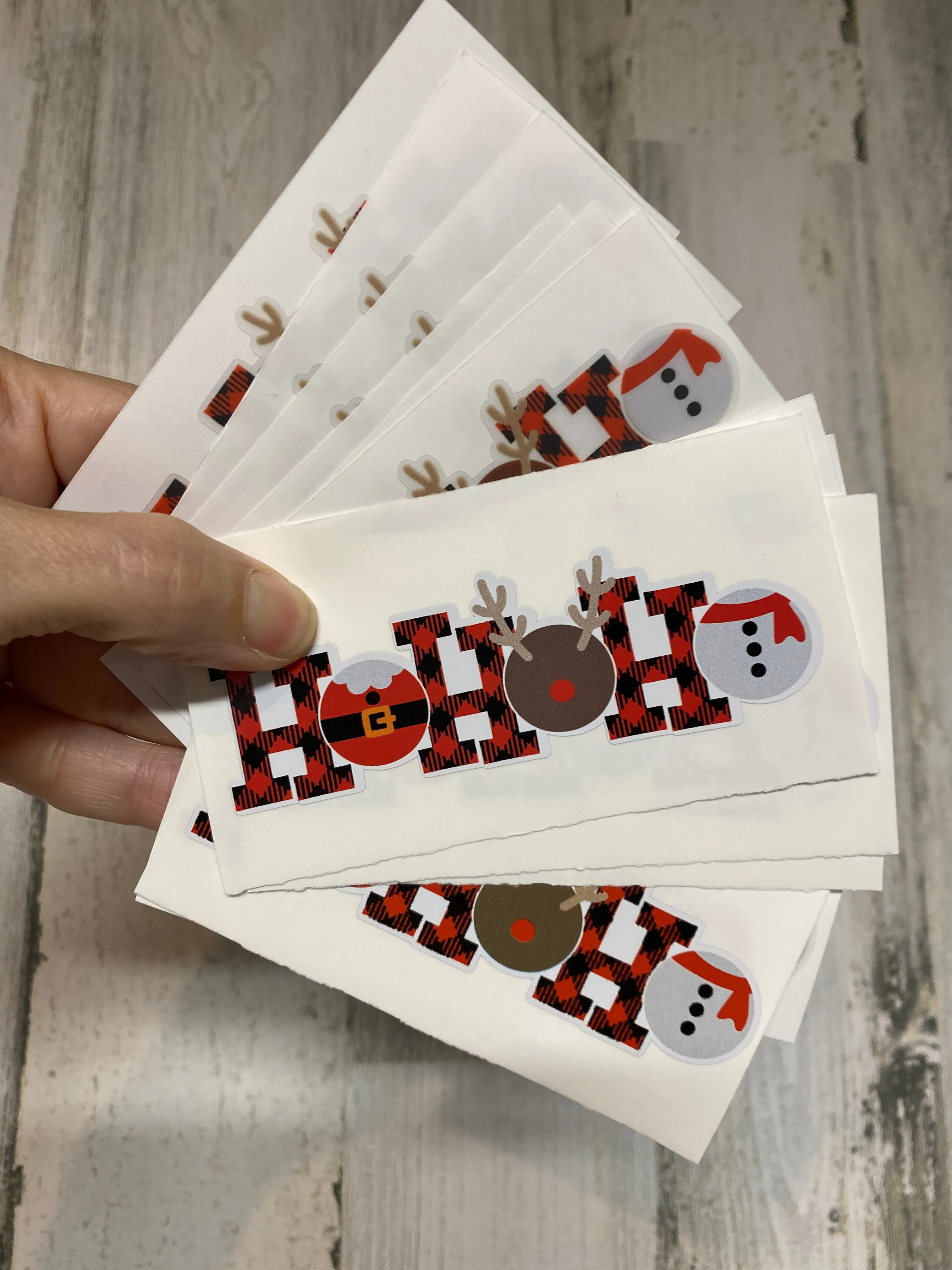 Sticker | 26B | Ho Ho Ho | Waterproof Vinyl Sticker | White | Clear | Permanent | Removable | Window Cling | Glitter | Holographic
