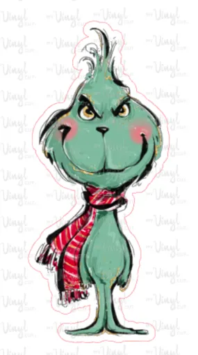 Sticker | 30A | Green Grump | Waterproof Vinyl Sticker | White | Clear | Permanent | Removable | Window Cling | Glitter | Holographic