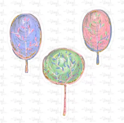 Sticker | 34M | Set of Trees | Waterproof Vinyl Sticker | White | Clear | Permanent | Removable | Window Cling | Glitter | Holographic