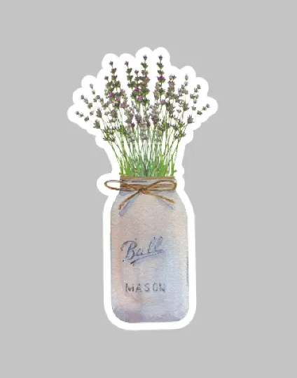 Sticker | 37C | Lavender in a Vase | Waterproof Vinyl Sticker | White | Clear | Permanent | Removable | Window Cling | Glitter | Holographic