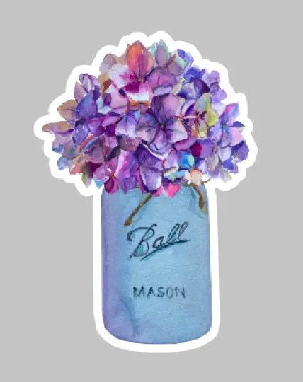 Sticker | 37D | Purple Flowers in a Vase | Waterproof Vinyl Sticker | White | Clear | Permanent | Removable | Window Cling | Glitter | Holographic