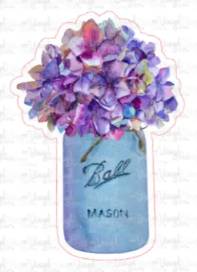Sticker | 37D | Purple Flowers in a Vase | Waterproof Vinyl Sticker | White | Clear | Permanent | Removable | Window Cling | Glitter | Holographic