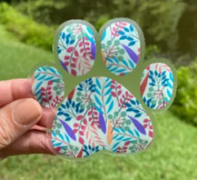 Sticker | 49A | Paw Print | Waterproof Vinyl Sticker | White | Clear | Permanent | Removable | Window Cling | Glitter | Holographic