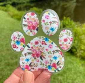 Sticker | 49B | Paw Print | Waterproof Vinyl Sticker | White | Clear | Permanent | Removable | Window Cling | Glitter | Holographic
