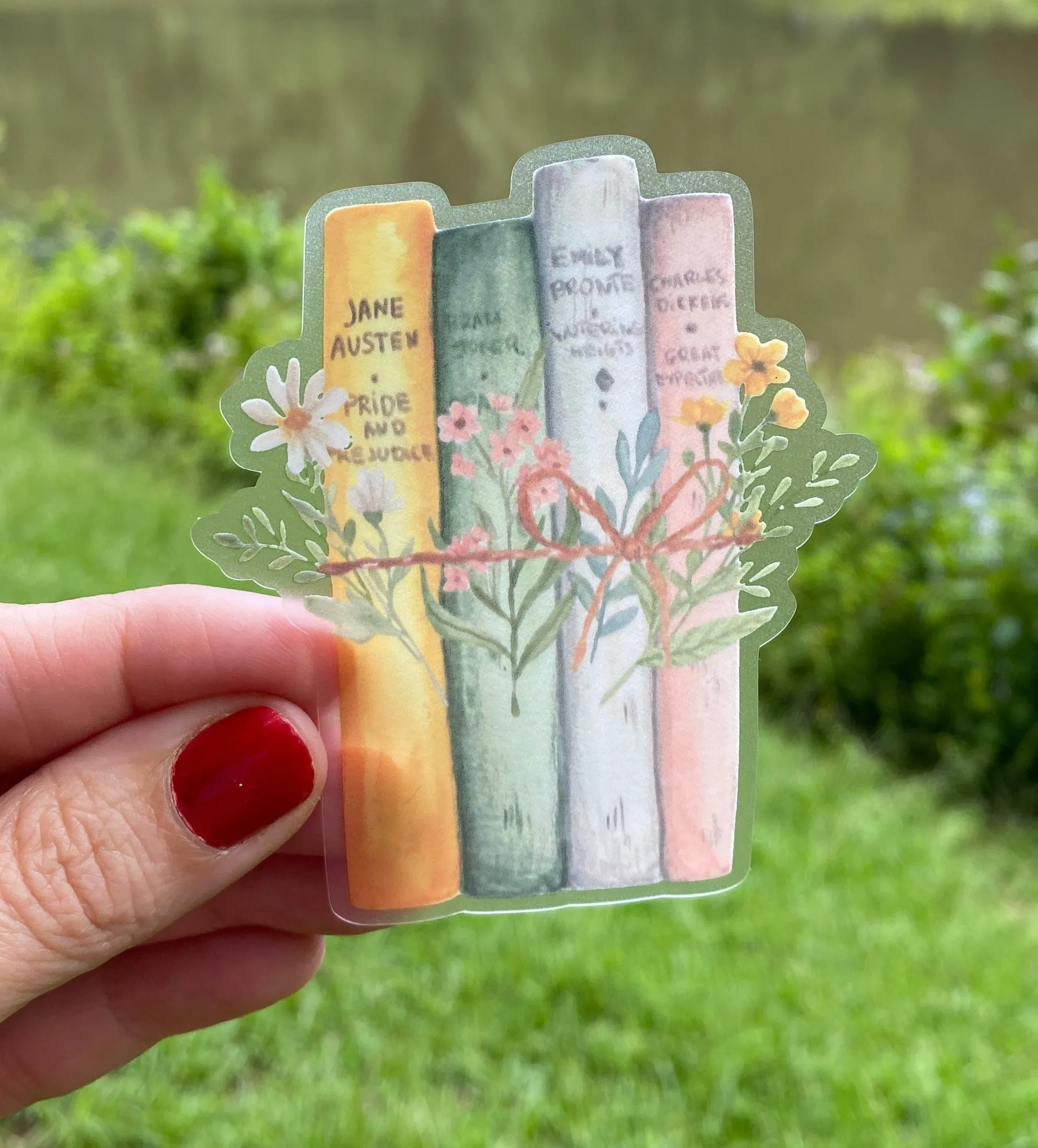 Sticker | 49F | Books | Waterproof Vinyl Sticker | White | Clear | Permanent | Removable | Window Cling | Glitter | Holographic