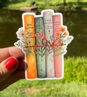 Sticker | 49F | Books | Waterproof Vinyl Sticker | White | Clear | Permanent | Removable | Window Cling | Glitter | Holographic