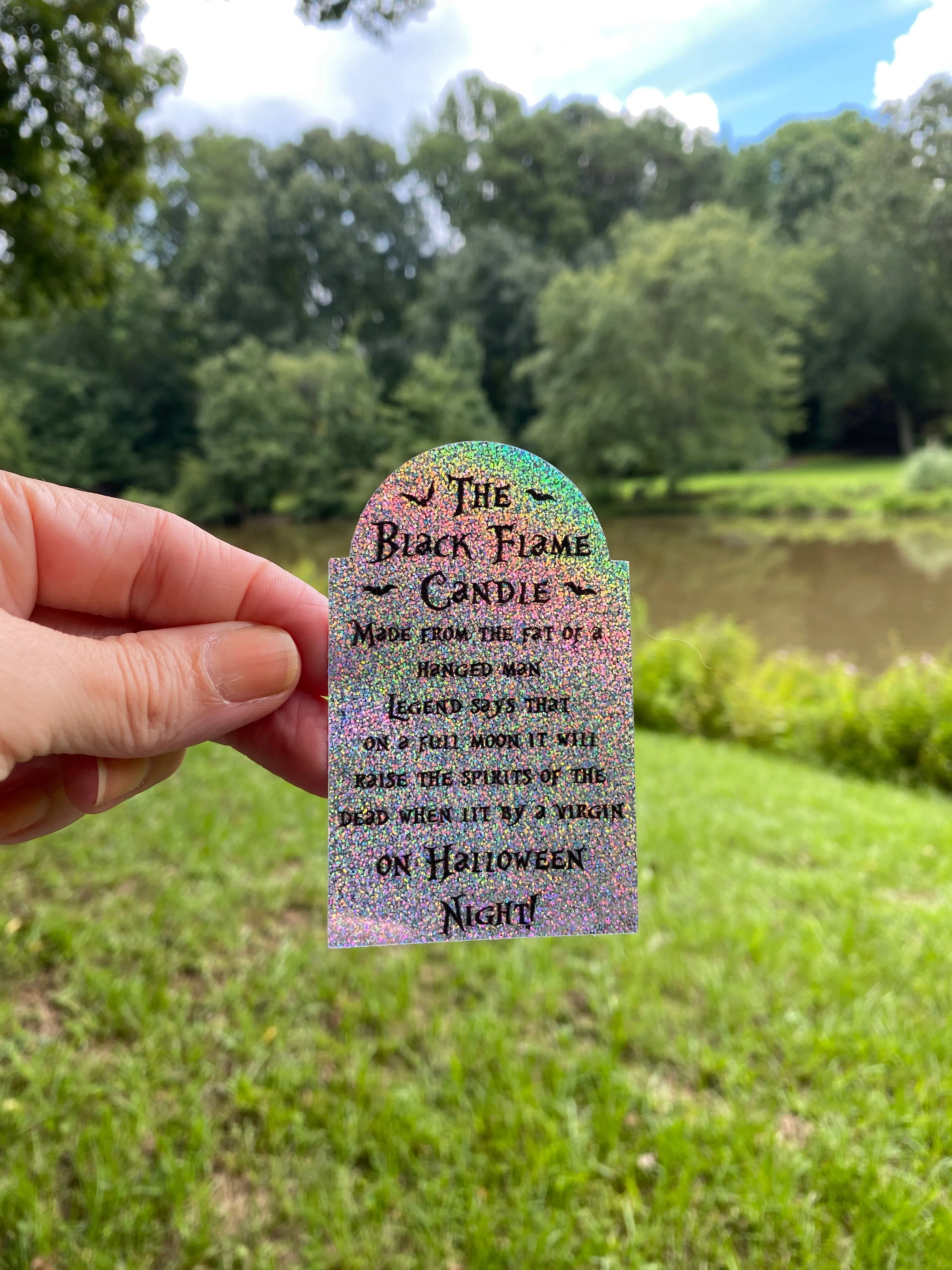 Sticker | 53B | Black Flame Candle Poem | Waterproof Vinyl Sticker | White | Clear | Permanent | Removable | Window Cling | Glitter | Holographic