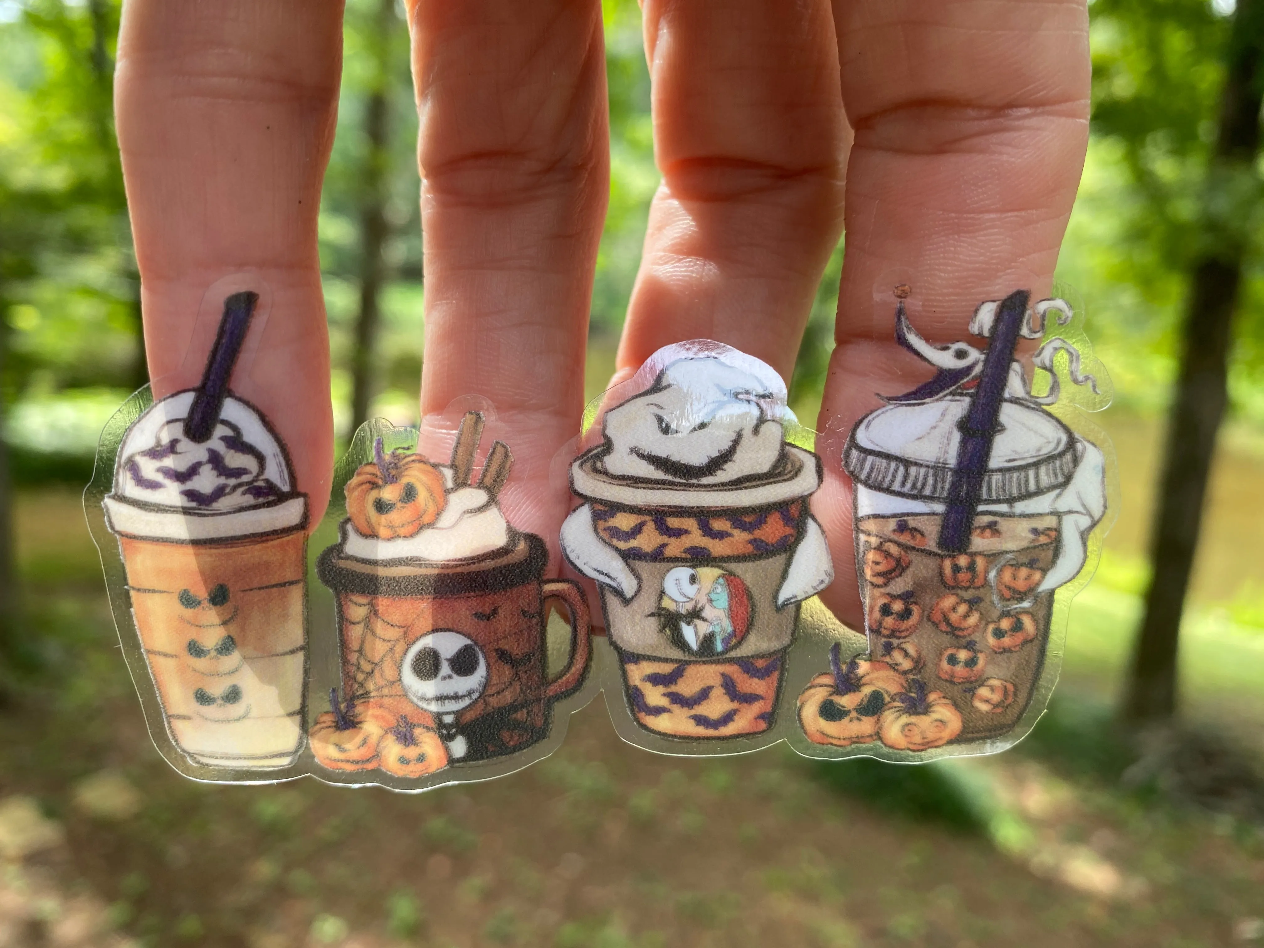 Sticker | 53G | Coffee Drinks Nightmare Theme | Waterproof Vinyl Sticker | White | Clear | Permanent | Removable | Window Cling | Glitter | Holographic