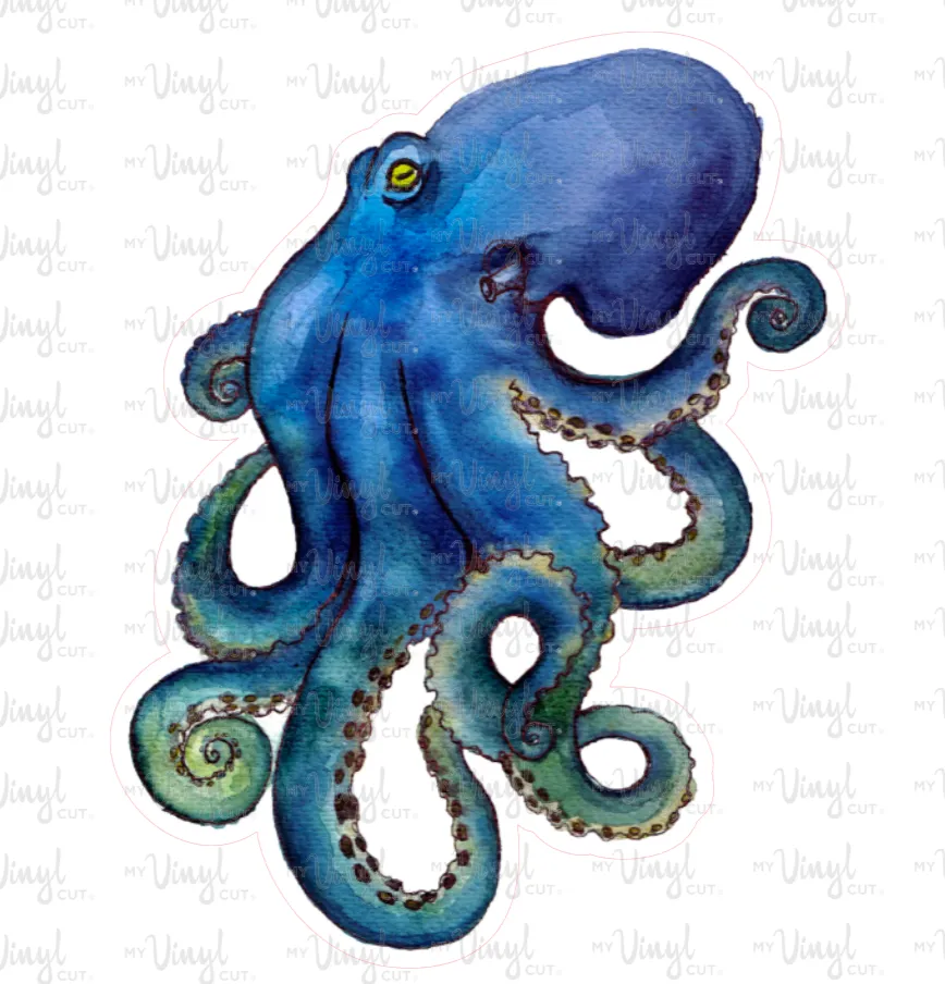 Sticker | 58B | Octopus | Waterproof Vinyl Sticker | White | Clear | Permanent | Removable | Window Cling | Glitter | Holographic