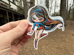 Sticker | 66G | SUPER HERO GIRL | Waterproof Vinyl Sticker | White | Clear | Permanent | Removable | Window Cling | Glitter | Holographic Sticker | 66G | SUPER HERO GIRL | Waterproof Vinyl Sticker | White | Clear | Permanent | Removable | Window Cling | Glitter | Holographic