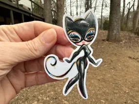 Sticker | 66M | SUPER HERO GIRL | Waterproof Vinyl Sticker | White | Clear | Permanent | Removable | Window Cling | Glitter | Holographic