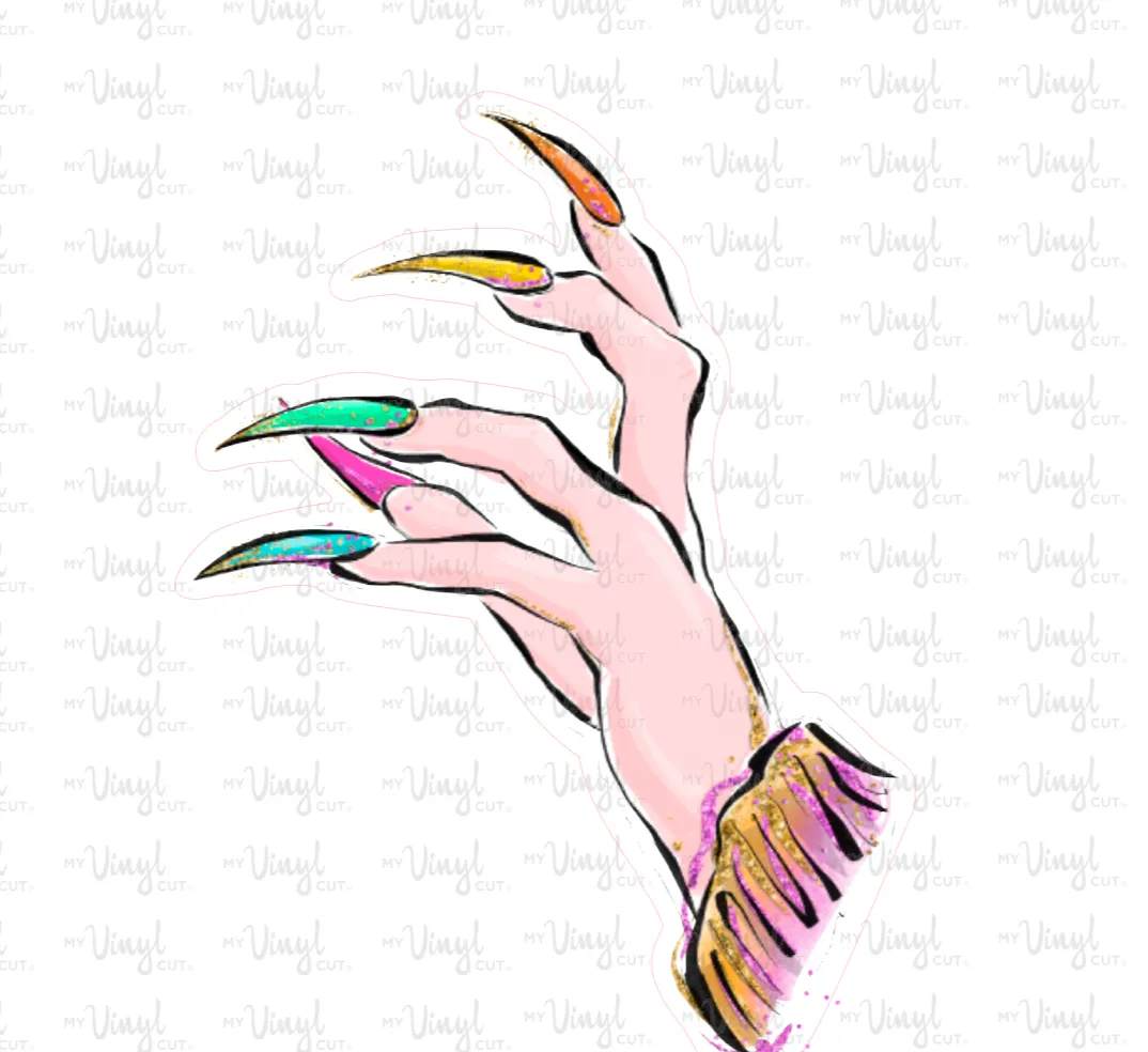 Sticker | 68O | Enid's Claw Hand | Waterproof Vinyl Sticker | White | Clear | Permanent | Removable | Window Cling | Glitter | Holographic