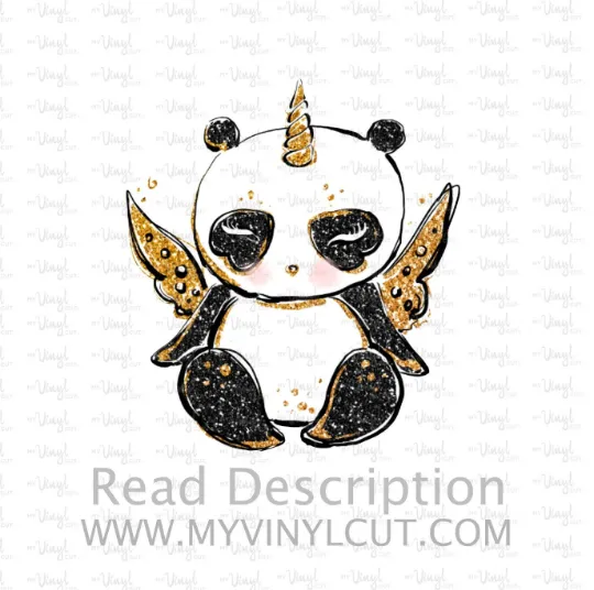 Sticker | 69H | Panda Unicorn | Waterproof Vinyl Sticker | White | Clear | Permanent | Removable | Window Cling | Glitter | Holographic