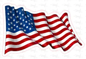 Sticker| USMC I | Waving USA Flag | Waterproof Vinyl Sticker | White | Clear | Permanent | Removable | Window Cling | Glitter | Holographic