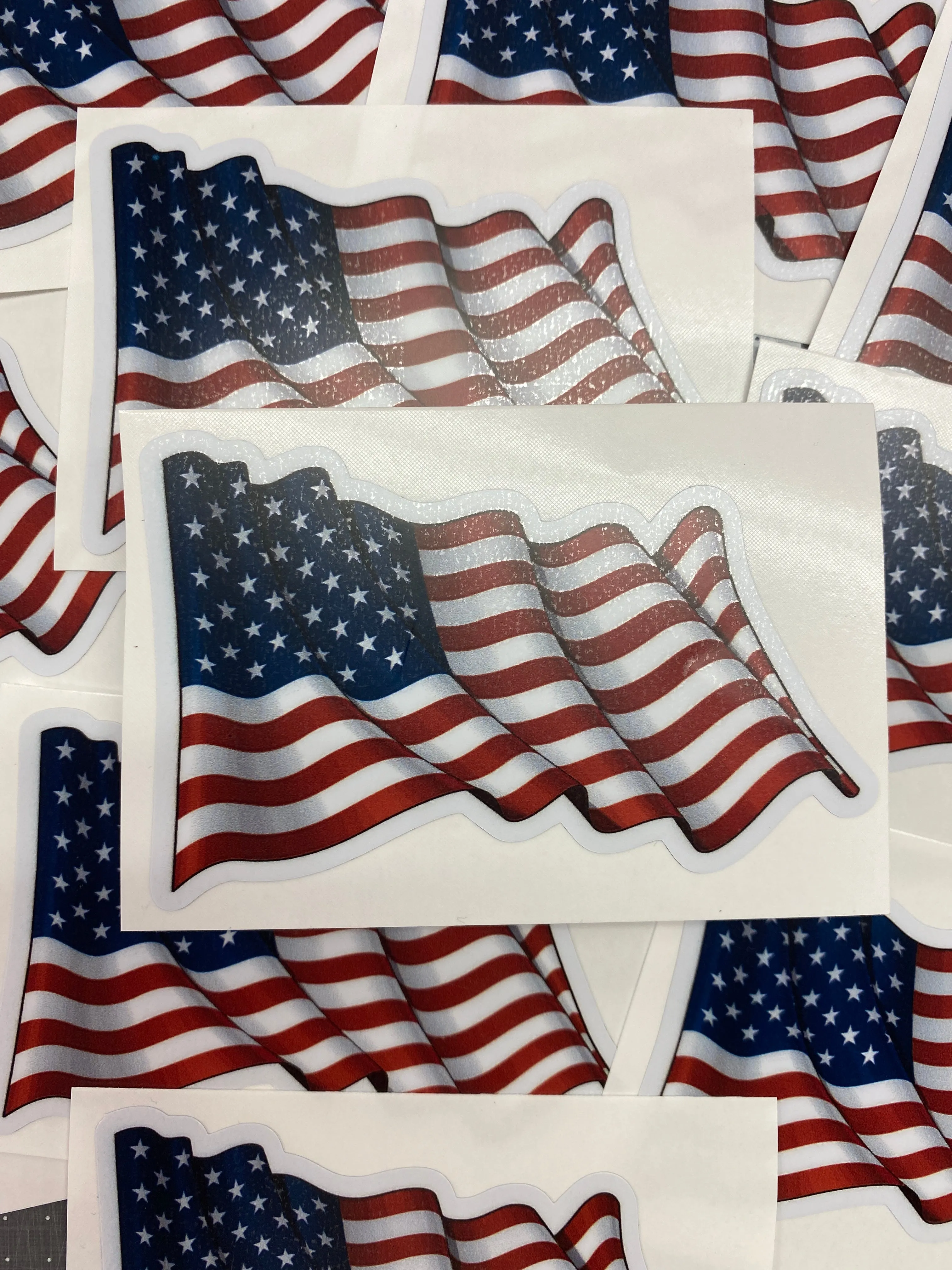 Sticker| USMC I | Waving USA Flag | Waterproof Vinyl Sticker | White | Clear | Permanent | Removable | Window Cling | Glitter | Holographic