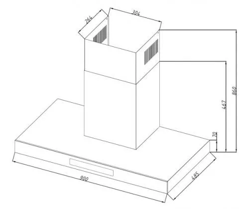 Tecno Uno KA 9980 Chimney Hood Stainless Steel 90cm, Slide Control, Anti Fingerprint