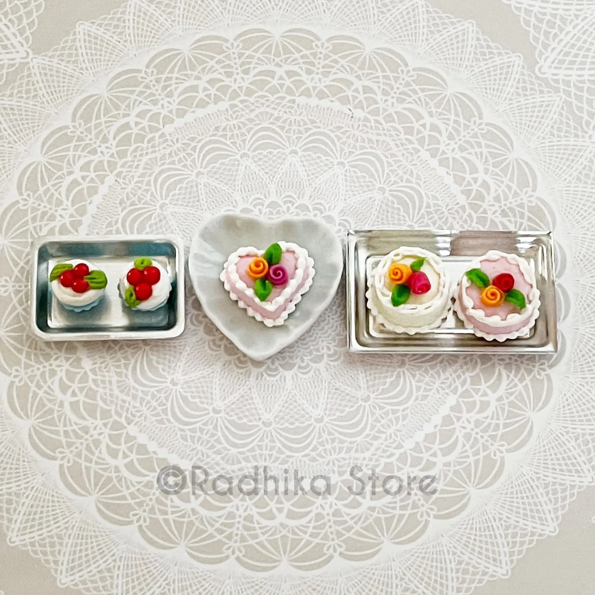 Tiny Frosty Square Cakes - Choose- Set of 2