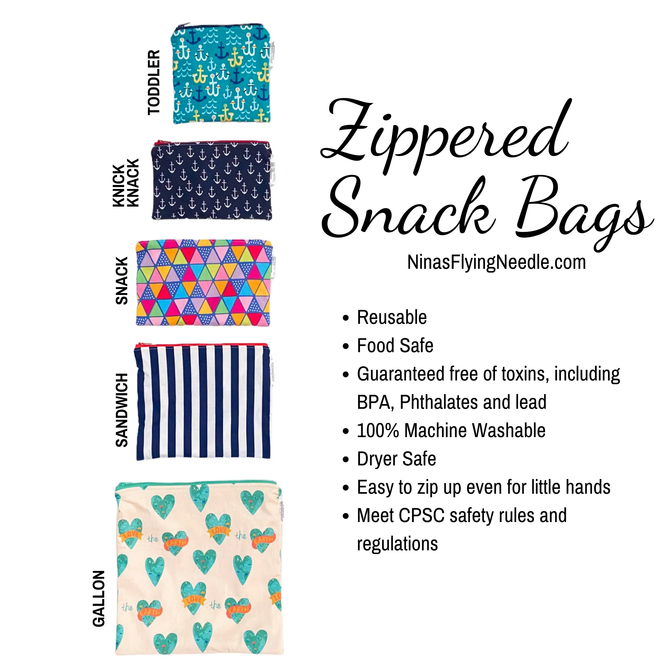 Toddler Sized Reusable Zippered Bag Christmas Lights
