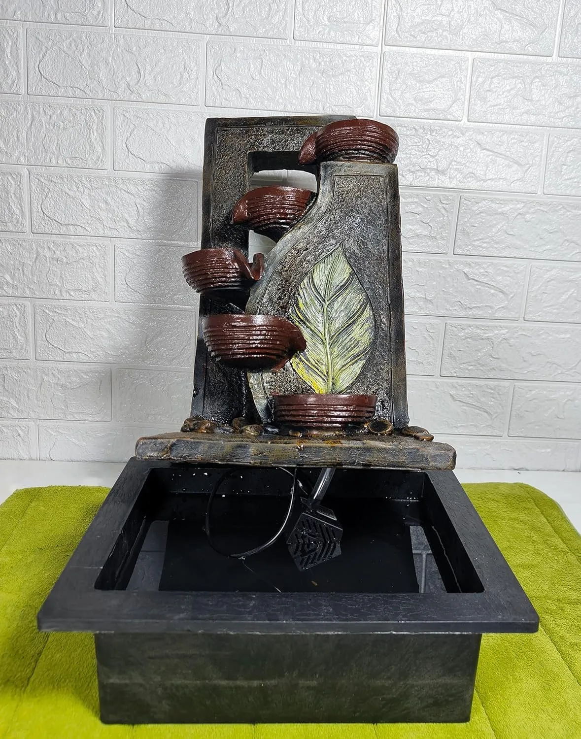 UrbCharm Polyresin Lotus Buddha Water Fountain for Home, Office, Garden (40 X 22 X 30Cm) Decor Items for Living Room | Best Gift for Any Occasion Water Fountain (Brown)