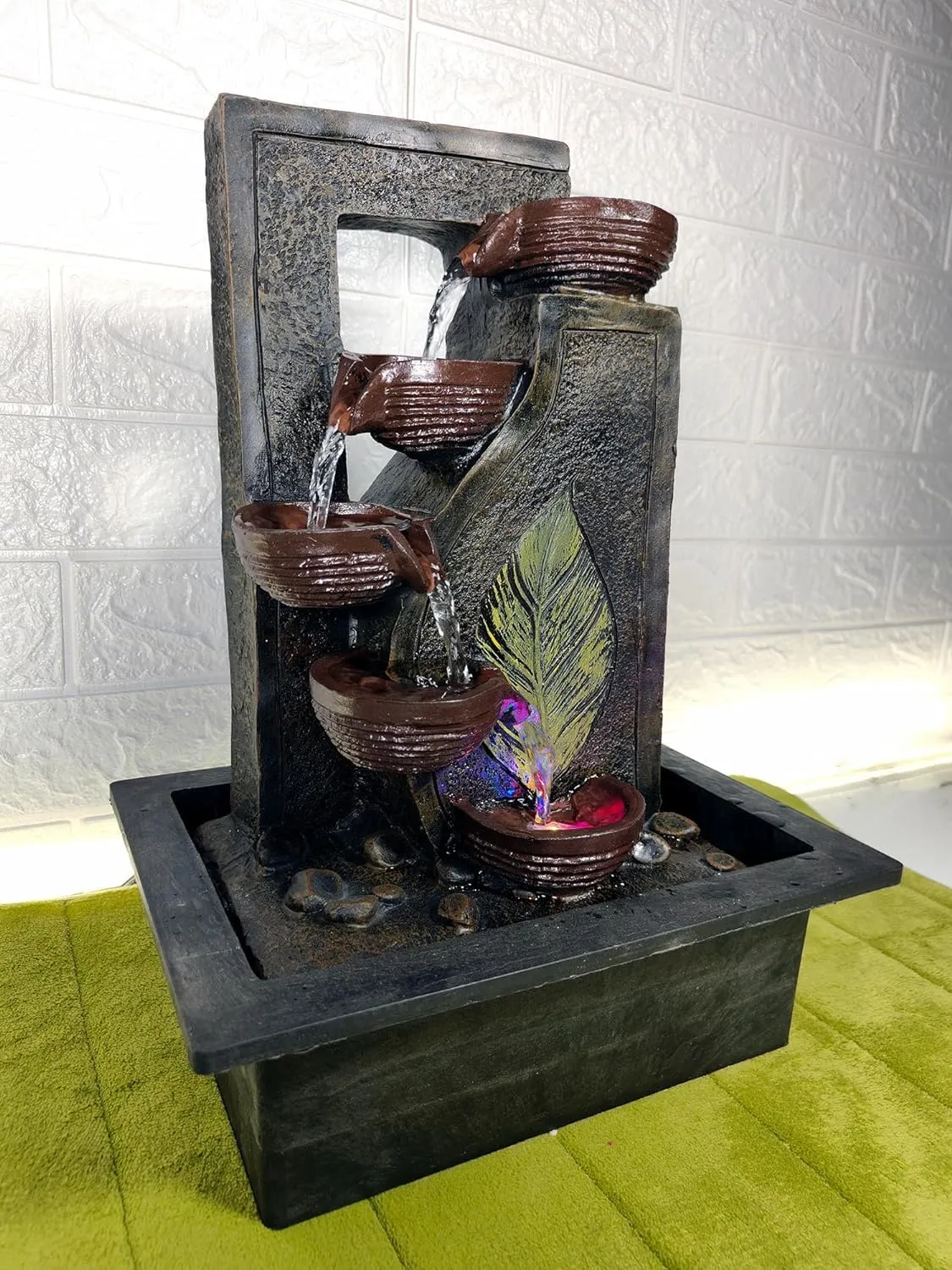 UrbCharm Polyresin Lotus Buddha Water Fountain for Home, Office, Garden (40 X 22 X 30Cm) Decor Items for Living Room | Best Gift for Any Occasion Water Fountain (Brown)