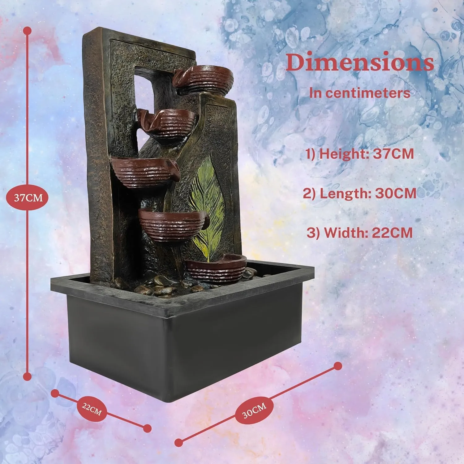 UrbCharm Polyresin Lotus Buddha Water Fountain for Home, Office, Garden (40 X 22 X 30Cm) Decor Items for Living Room | Best Gift for Any Occasion Water Fountain (Brown)