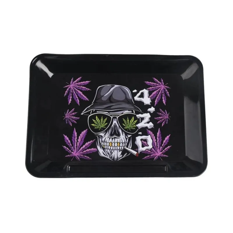 Wise Skies - 420 Skull - Metal Rolling Tray