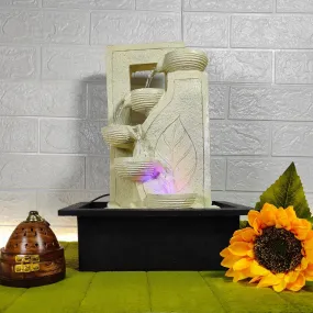 ZeniZeni Polyresin 5 Step Diya Water Fountain for Home, Office, Garden (40 X 22 X 30Cm) Decor Items for Living Room | Best Gift for Any Occasion Water Fountain (White)